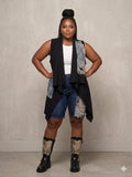 Denim/ Knit Draped Vest
